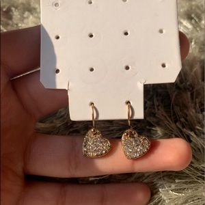 Cute Heart Earrings With Diamonds!